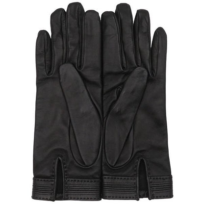 Hermes Gloves Leather Black #6.5 Gold Hardware Black Bolide Kelly [box