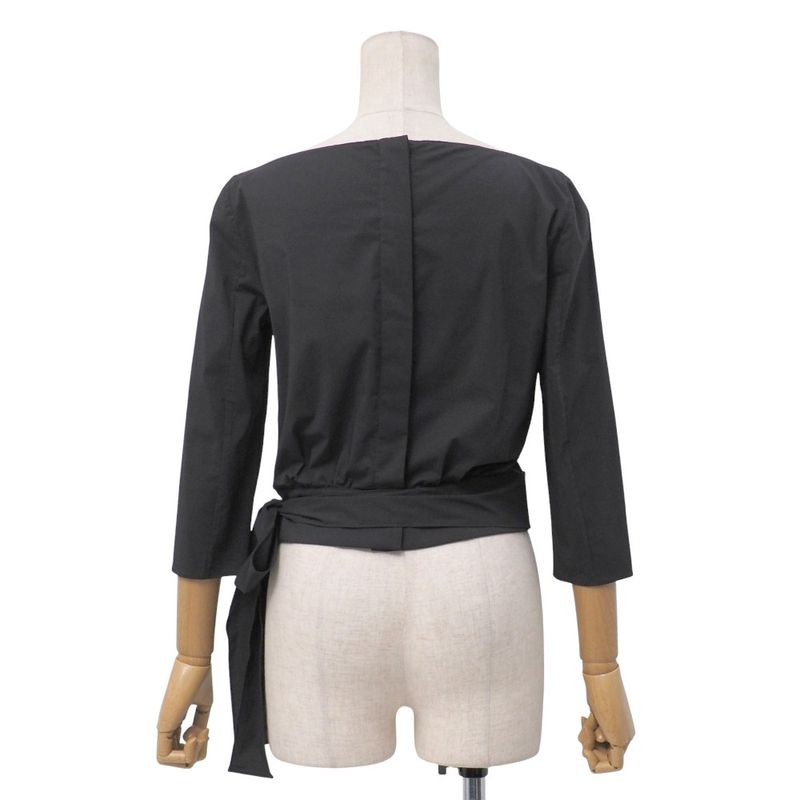 Prada Blouse Size 40 Belted Cubic Sleeve Shirt Black 20251009 Ra6259