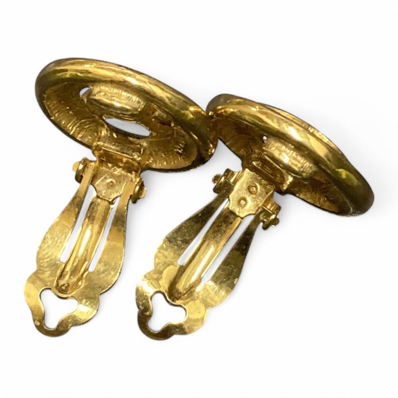 Chanel ⑤ 70-80s Vintage Coco Mark Circle Earrings Ladies Gold