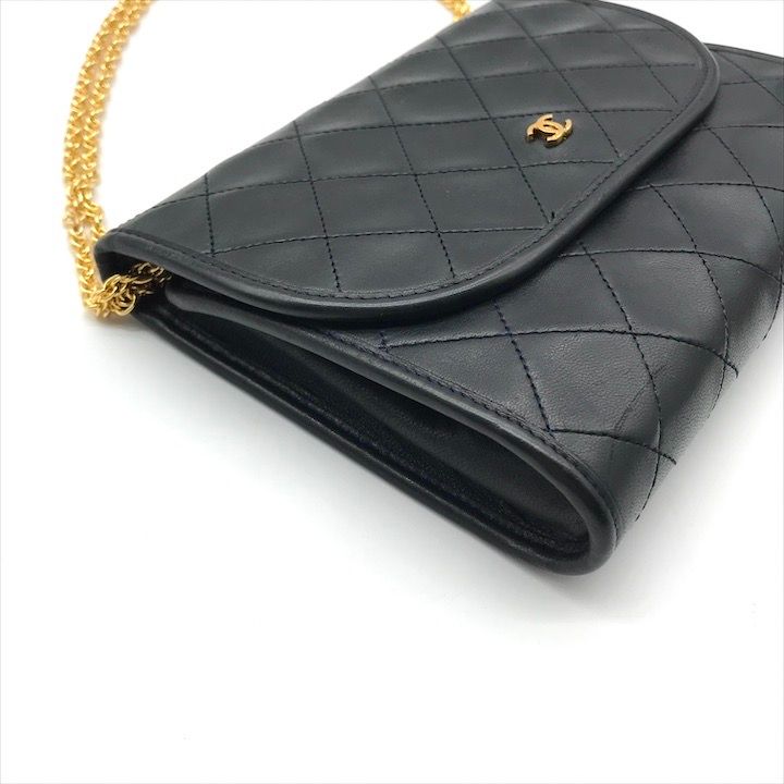 Chanel CC Logo Mini Quilted Chain Shoulder Bag Pouch Black