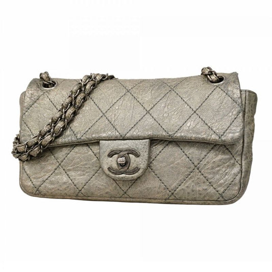 Chanel Shoulder Bag Matelasse Leather Silver Hardware Women