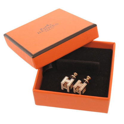 Hermes Caged Ash H Cube Ivory Rose Gold Hardware Earrings Accessories 0904