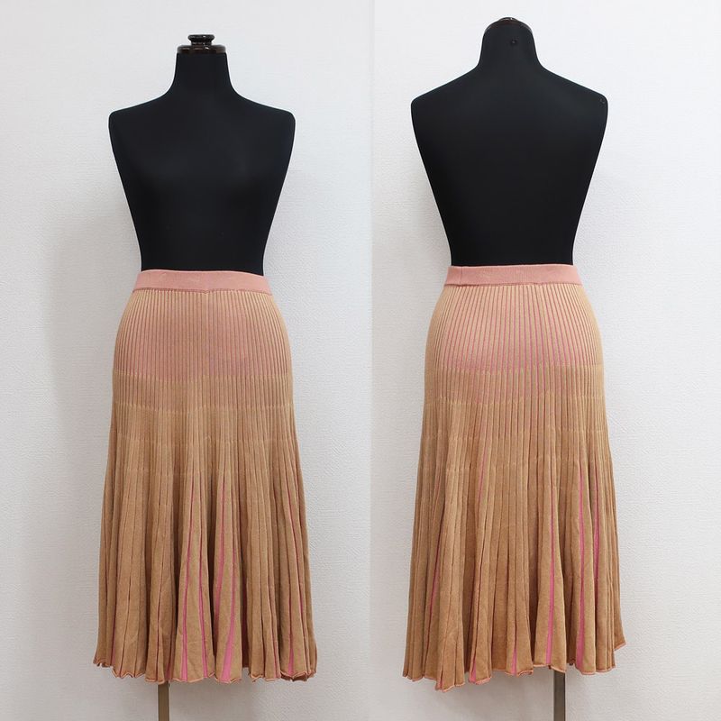 Gucci Skirt Beige X Pink Notation Size S Waist Togo Mug Rayon Cotton
