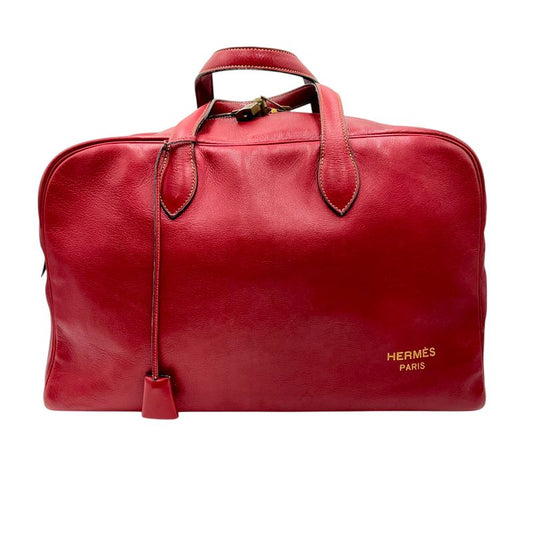 Hermes Boston Bag Leather Victoria Bow Ring Bag Rouge Red