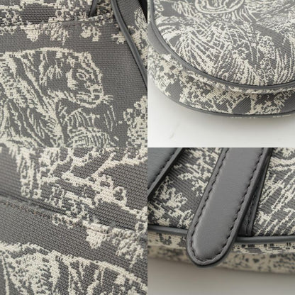 Dior Cotton Toile De Jouy Embroidered Saddle Shoulder Bag Gray