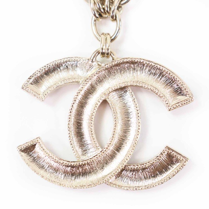 CHANEL A23C Large Rainbow Rhinestone Coco Mark Chain Necklace Multi Gold With