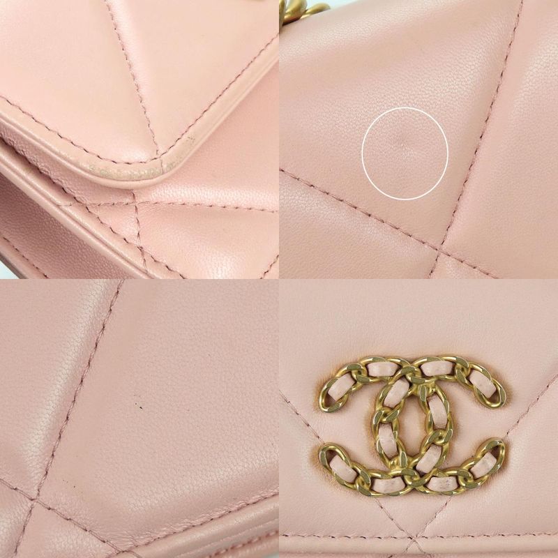 Chanel Shoulder Bag Chanel 19 Ap3067 Lambskin Pink Phone Case Chain Clutch