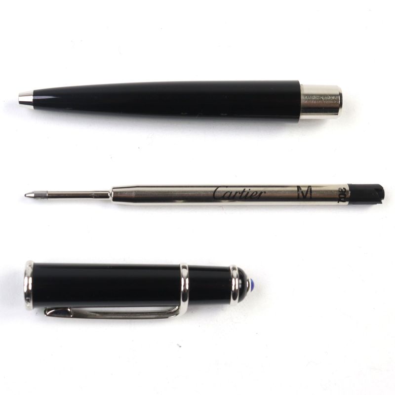 Cartier Diabolo De Cartier Ballpoint Pen With Logo Engraved With Blue Gemstone