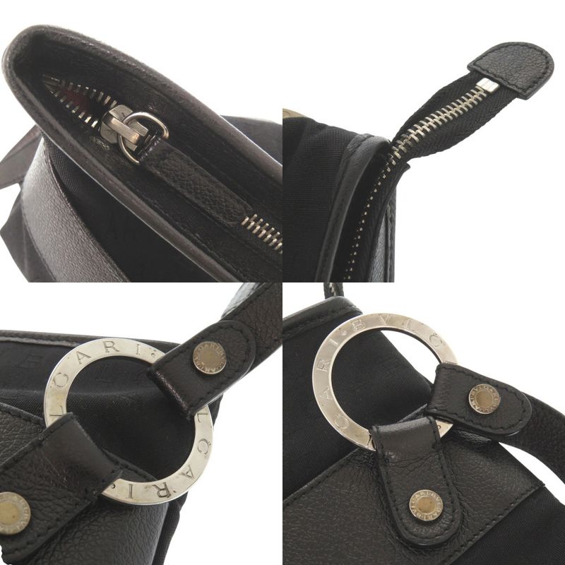 Bulgari Logomania Canvas Leather Black Shoulder Bag Black 0405 Bvlgari Men's