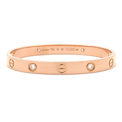 Cartier Bracelet Love Bracelet Half Diamond 4p Diamond 18k Pink Gold Diamond
