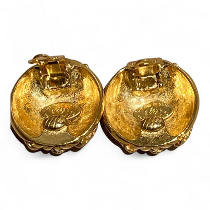 Chanel ⑤ Coco Mark Round Collar Shape Earring Ladies Gold FREE