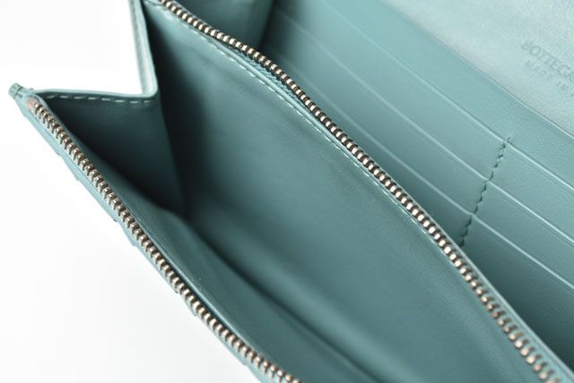 Bottega Veneta Long Wallet Flap Intrecciato Light Blue