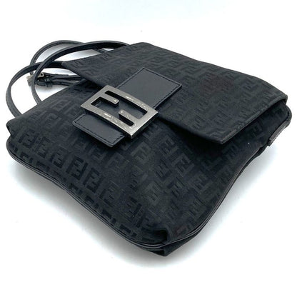 Fendi 2305 8bt075 Zucchino Shoulder Bag Canvas Black Ladies Men Fashion