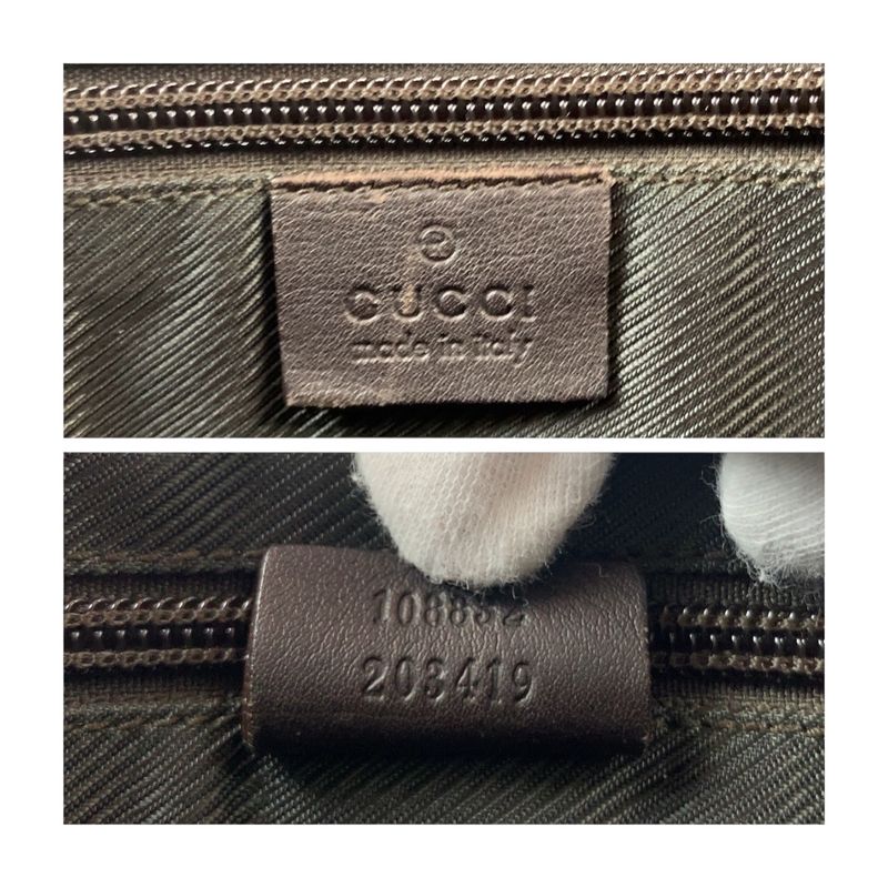 Gucci Beige Brown Silver Hardware GG Supreme Canvas 108832 Tote Bag Shoulder