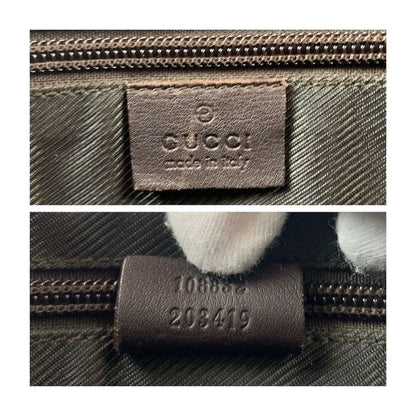 Gucci Beige Brown Silver Hardware GG Supreme Canvas 108832 Tote Bag Shoulder