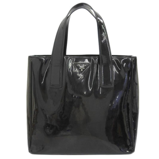 Prada Current Mirano Tag Bn2493 Enamel Triangle Logo Tote Bag Black