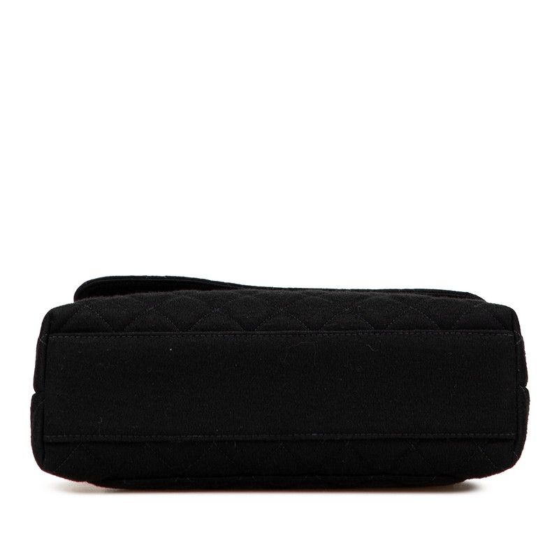 Chanel Matelasse 25 Coco Mark Handbag Top Handle Black Cotton Women Chanel
