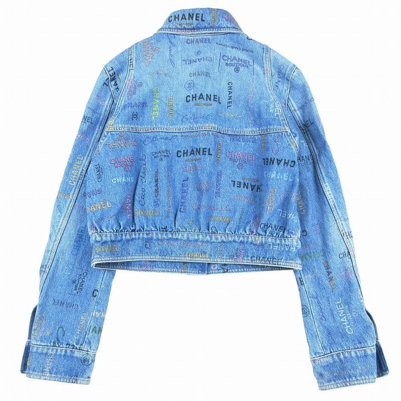 Chanel Coco Chanel 22p Logo Print Coco Mark Denim Jacket G Jean Outerwear