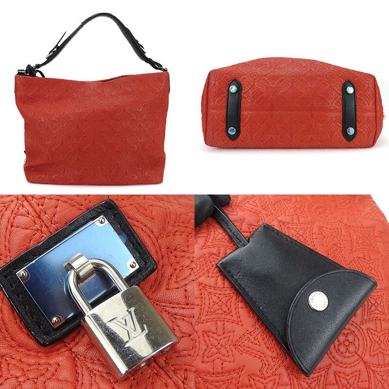 Louis Vuitton Shoulder Bag Hobo GM M93155 Monogram Anthea Leather Red Black One
