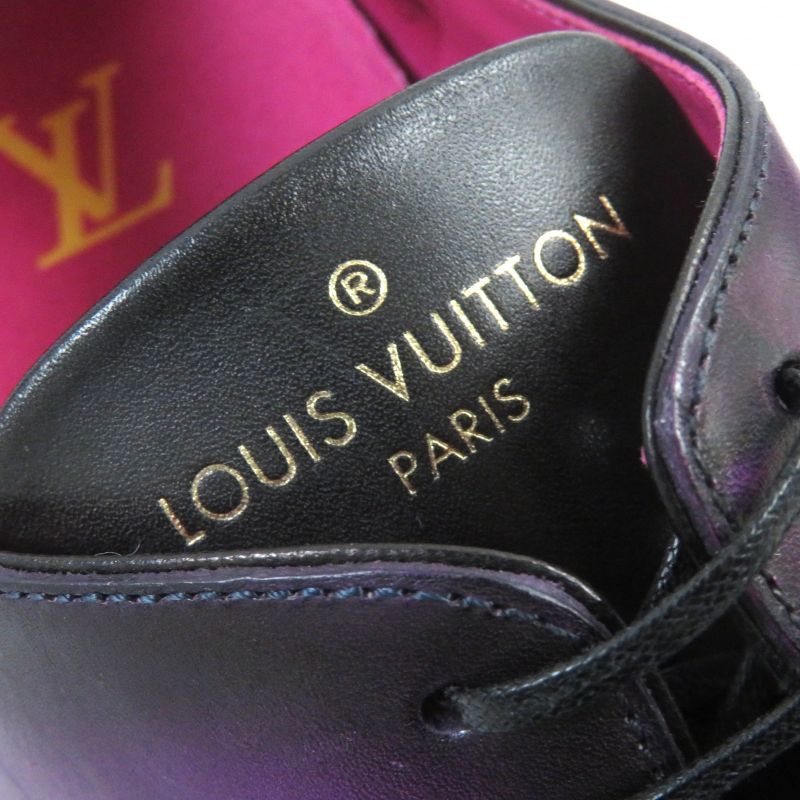 Louis Vuitton Congrès Line Plain Toe Derby Shoes Leather Shoes Purple Gradient