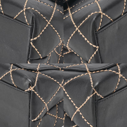 Chanel Coco Mark Wild Stitch Turnlock Handbag Calfskin Black With Gold Hardware