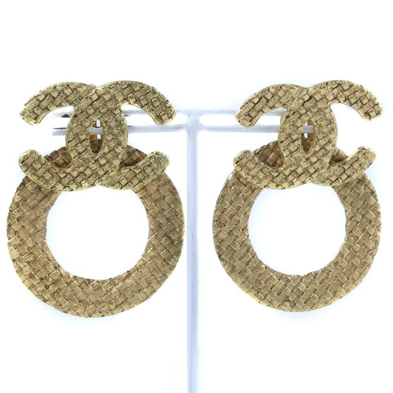 Chanel Coco Mark Mesh Gold Plated 29 Ladies 32.8g Earring