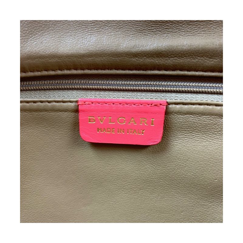 Bvlgari Chandra Pink Gold Hardware Leather Tote Handbag Women 505185