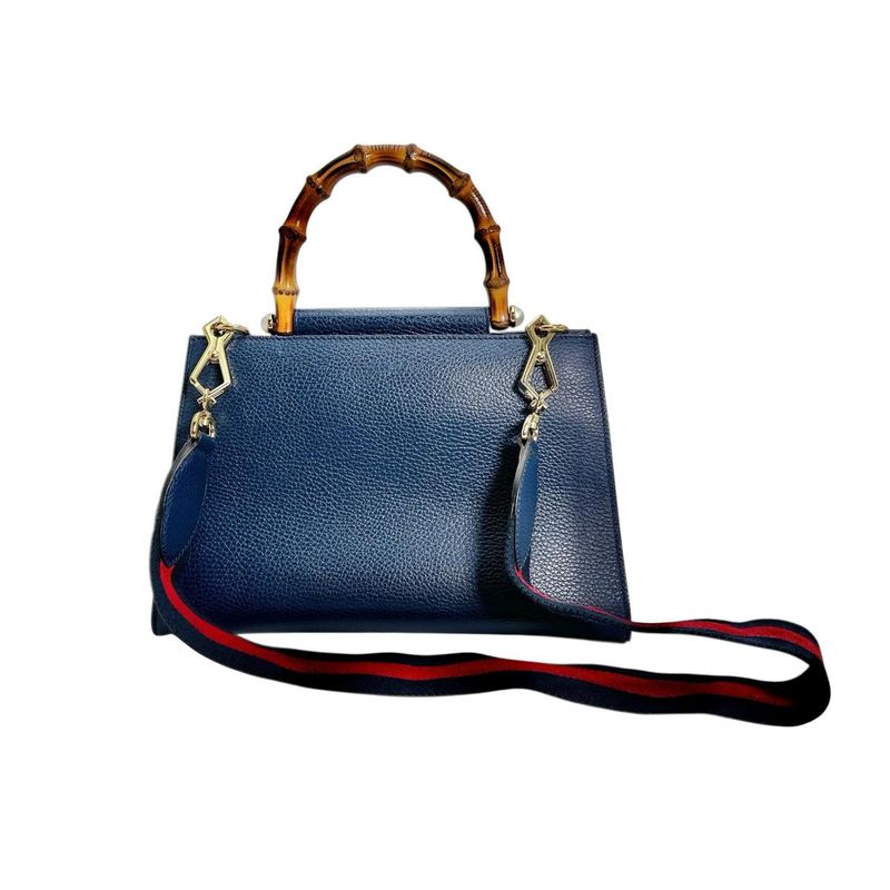 Gucci 470271 Leather Bamboo 2-way Handbag Gucci Blue