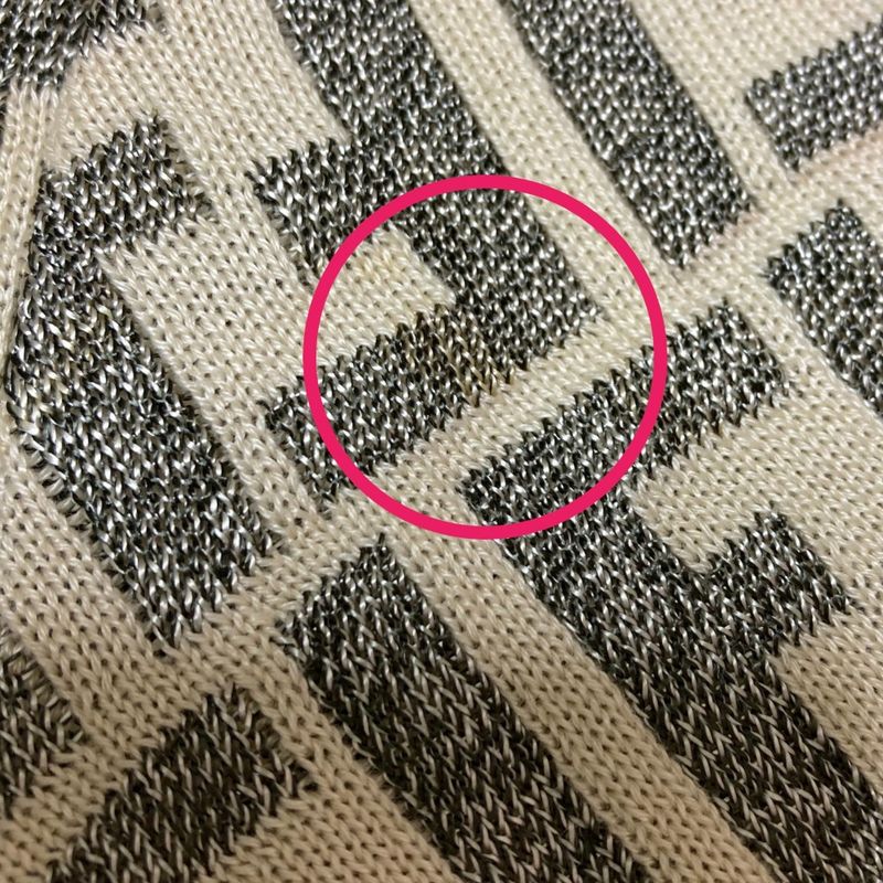 Fendi Zucca Pattern Short Sleeve Knit Polo Shirt Ivory Gray Women's Used