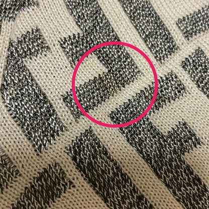 Fendi Zucca Pattern Short Sleeve Knit Polo Shirt Ivory Gray Women's Used