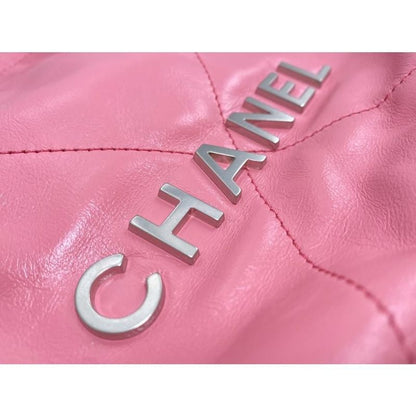 Chanel 22 Mini Handbag Shoulder Bag As3980 Shiny Calfskin Logo Chain Pink