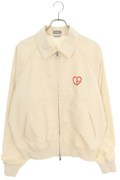 Dior 493d486a384x Heart Logo Embroidered Zip-up Cotton Blouson Men 52