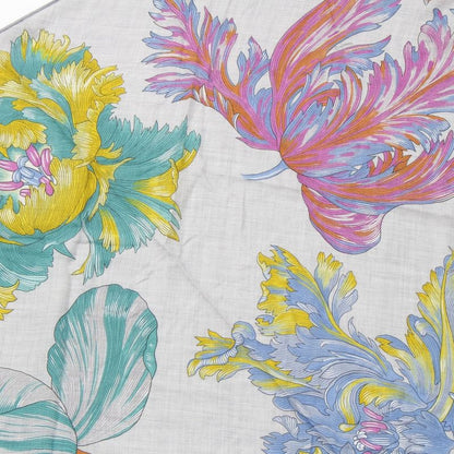 Hermes Triangle Jean Tulipomanie Cashmere Silk Floral Scarf Gray