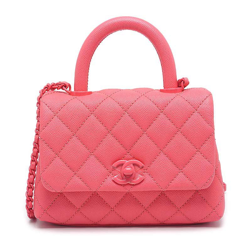 Chanel Top Handle Mini Flap Bag Caviar Skin Pink