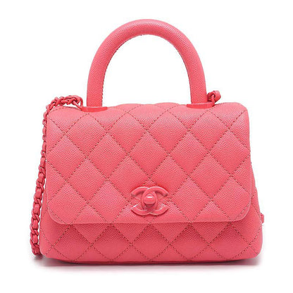 Chanel Top Handle Mini Flap Bag Caviar Skin Pink