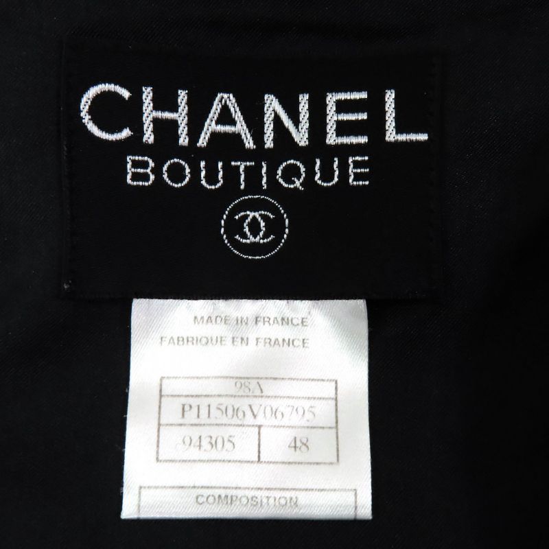 CHANEL Vintage 98A P11506 Wool Coco Mark Button Wool Tweed Jacket Skirt Setup