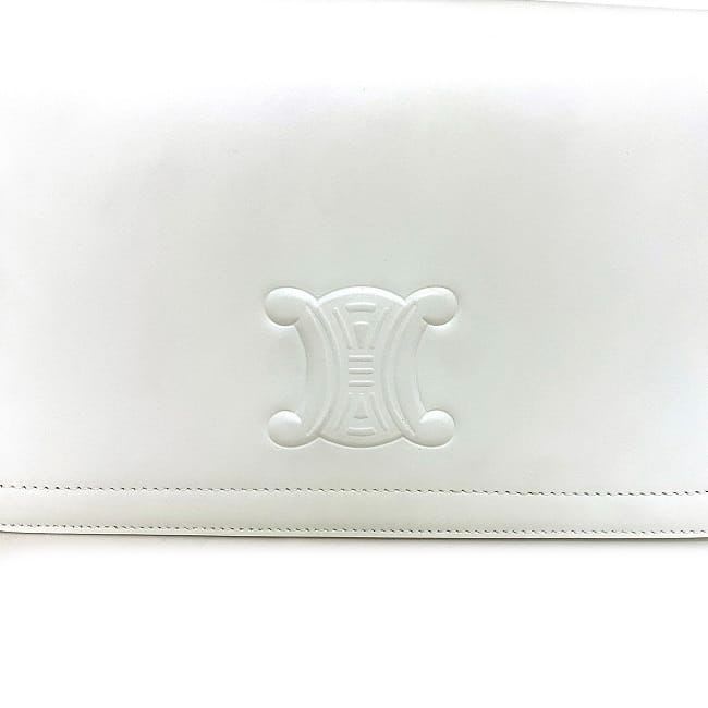 Celine Semishoulder Bag White Triomphe Cuir
