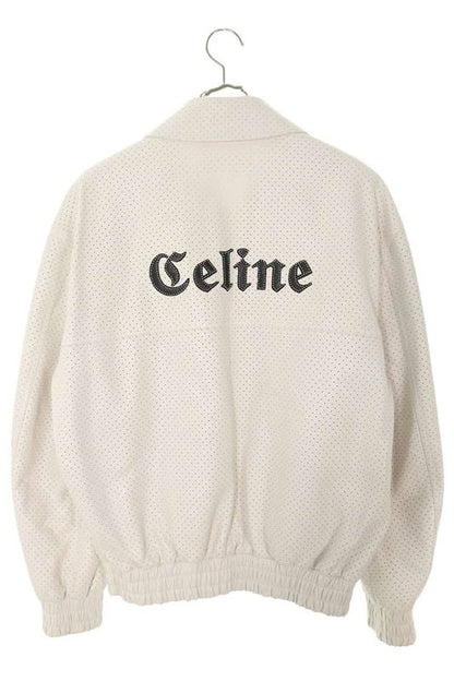 Celine 22SS 2eb13280d Back Logo Perforated Bomber Leather Jacket Men 46