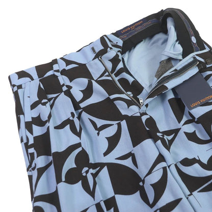 Louis Vuitton 22SS 100% Wool Monogram Flower Pleated Shorts Light Blue 38 Made