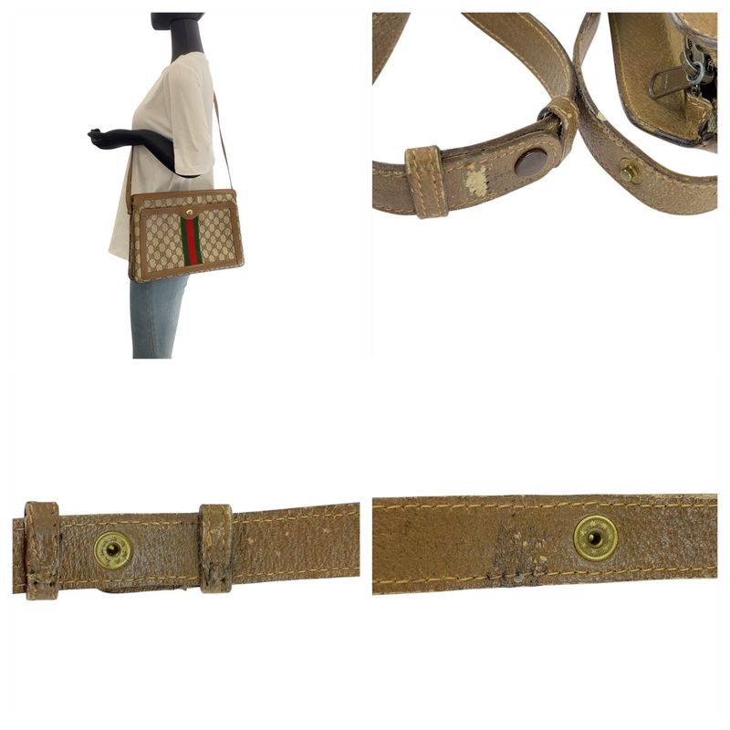 Gucci Vintage Old Gucci Sherry Line Brown GG Supreme Canvas Handbag Shoulder