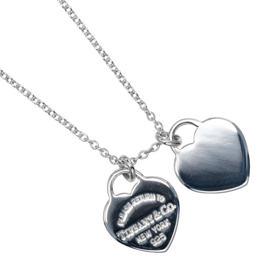 Tiffany & Co Return To Tiffany & Co Double Mini Heart Tag 925 Silver Ladies