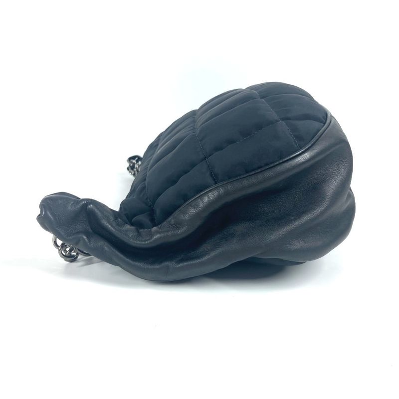 Chanel Shoulder Bag CC Coco Mark Choco Bar Leather / Nylon Black