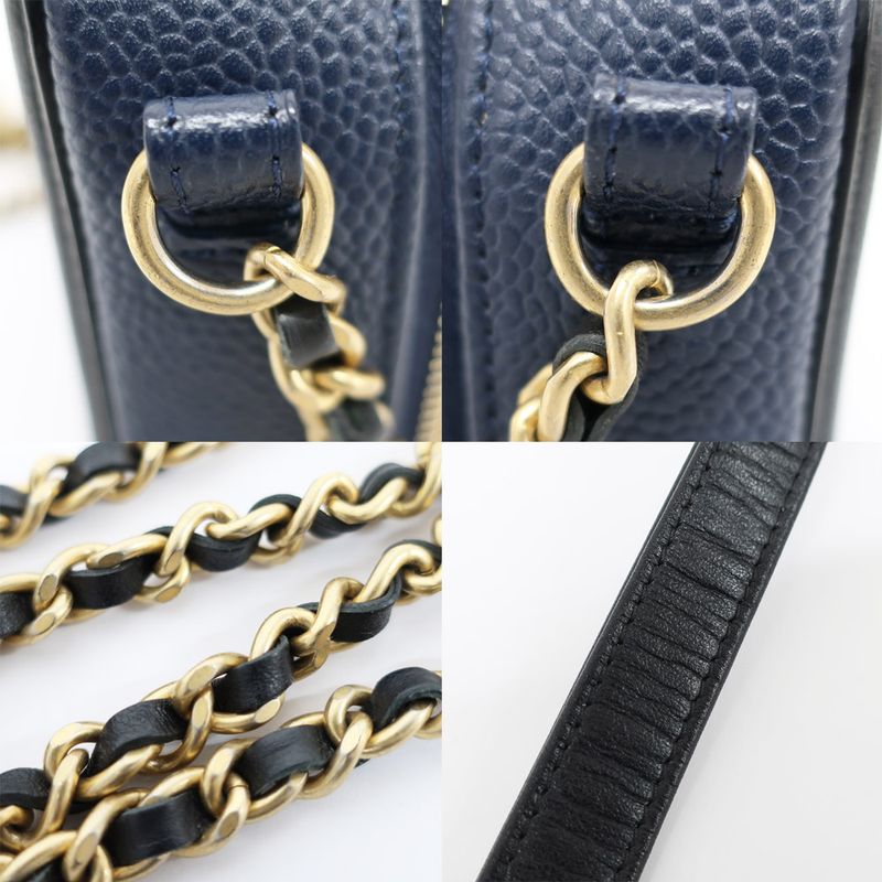 Chanel CC Filigree-chain Shoulder Bag Navy-gdhardware Matelasse