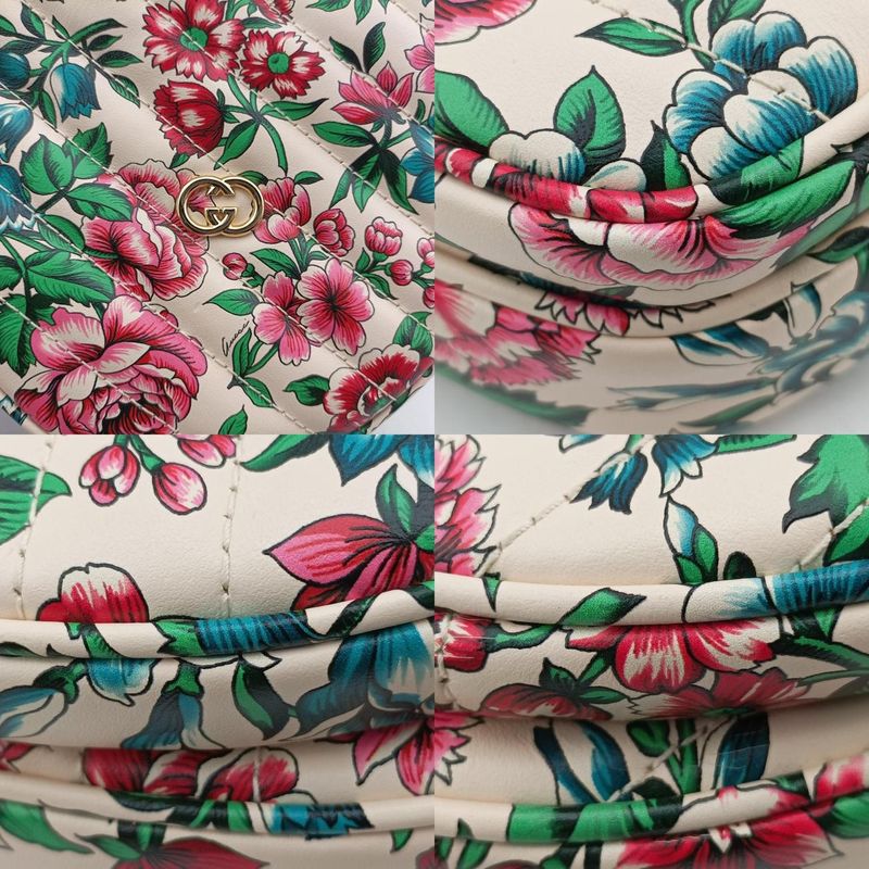 Guccigg Marmont Flower Print Heart Multicolor Leather 740355 E040806078
