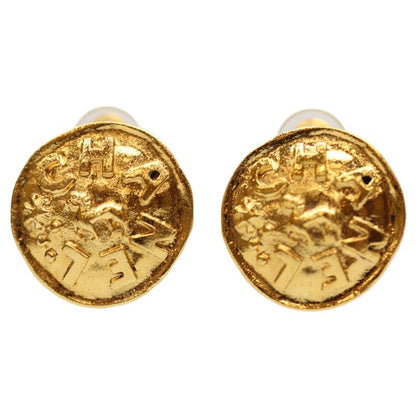 Chanel 23 Gold Lion Round Logo Earrings