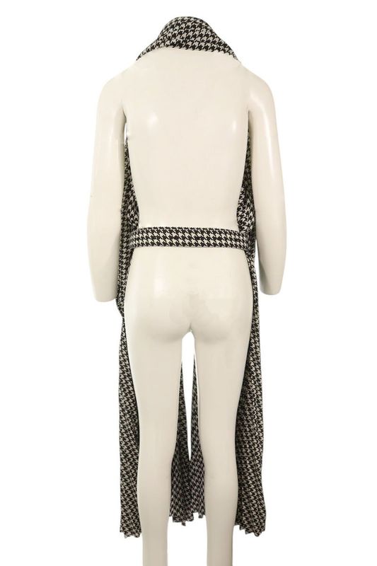 Balenciaga Pleated Dress Stola 832044 Hound's Tooth Belted Pleated Shawl Women's