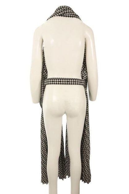 Balenciaga Pleated Dress Stola 832044 Hound's Tooth Belted Pleated Shawl Women's