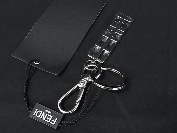 Fendi Key Holder Key Ring Bag Charm Women's Men's Silver Fr1695