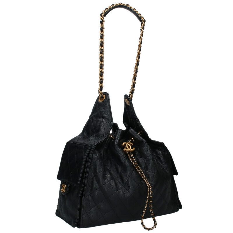 Chanel 25 Medium Coco Mark Caviar Skin Large Shoulder Bag Men's