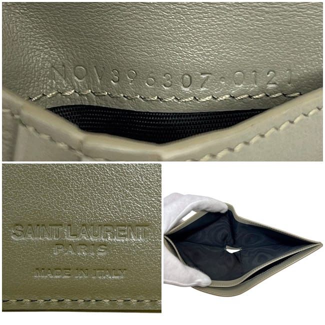 Saint Laurent Bifold Wallet Khaki Green Beige 396307 Billfold